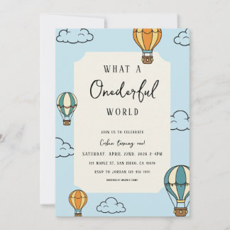 What a Onederful World Birthday Party Invitation Einladung