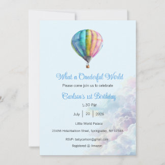 What a Onederful World Invitation, 1st Birthday Einladung