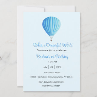 What a Onederful World Invitation, 1st Birthday Einladung