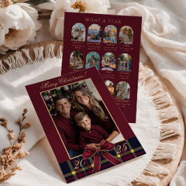 What A Year family Photo Red Plaid Holiday Card Einladung