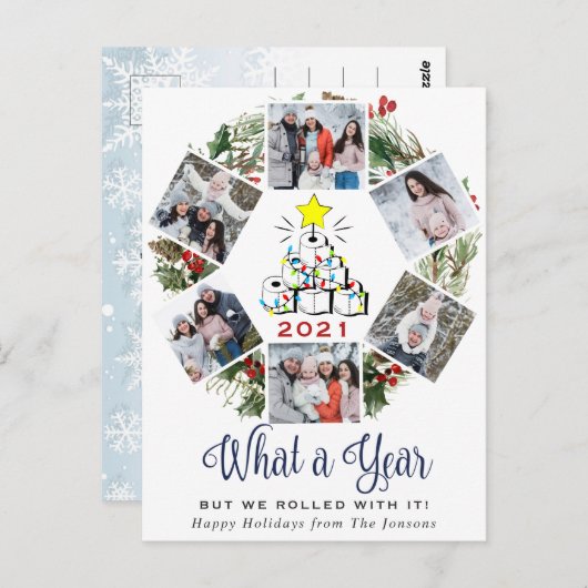 What a Year Quarantine Christmas Tree 6 Foto Postkarte (Vorne/Hinten)