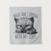 What Am I Doing With My Lives Cute Kitten Wandteppich (Vorderseite)