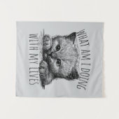 What Am I Doing With My Lives Cute Kitten Wandteppich (Vorderseite (Horizontal))