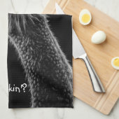 "What cha Makin"? Straußenschwarz und Weiß Geschirrtuch (Viertel Falte)