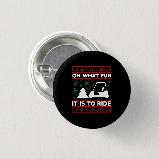 What fun it is to ride golf cart christmas button (Vorne & Hinten)