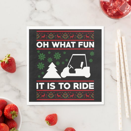 What fun it is to ride golf cart christmas serviette (Beispiel)