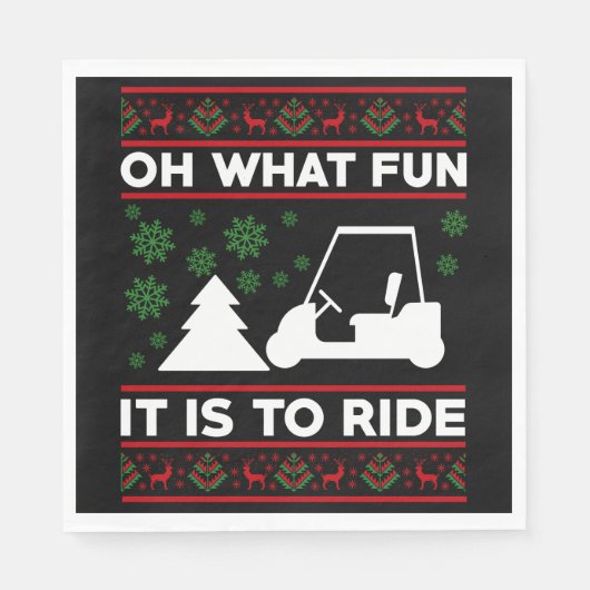What fun it is to ride golf cart christmas serviette (Vorderseite)