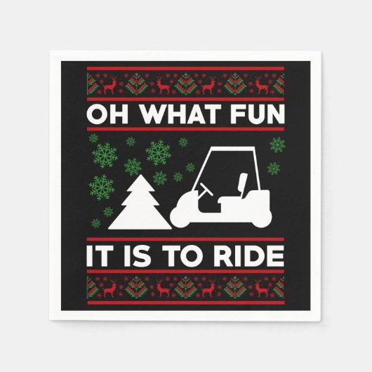 What fun it is to ride golf cart christmas serviette (Vorderseite)
