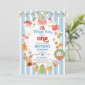 What fun to be One boy 1st birthday invite. Einladung (Stehend Vorderseite)