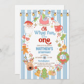 What fun to be One boy 1st birthday invite. Einladung (Vorne/Hinten)