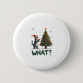 What Funny Cat Pushing Christmas Tree Over Cat Xma Button (Vorderseite)