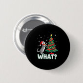 What Funny Cat Pushing Christmas Tree Over Cat Xma Button (Vorne & Hinten)