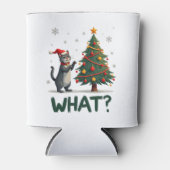 What Funny Cat Pushing Christmas Tree Over Cat Xma Dosenkühler (Vorderseite)