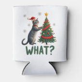 What Funny Cat Pushing Christmas Tree Over Cat Xma Dosenkühler (Vorderseite)