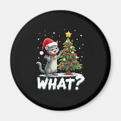 What Funny Cat Pushing Christmas Tree Over Cat Xma Magnet (Vorne)