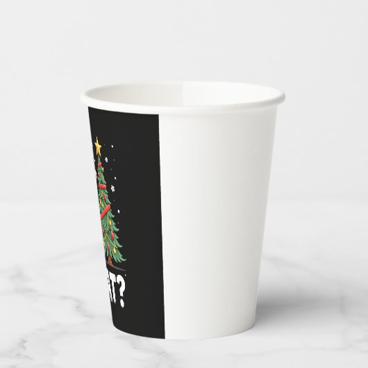 What Funny Cat Pushing Christmas Tree Over Cat Xma Pappbecher (Links)