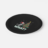 What Funny Cat Pushing Christmas Tree Over Cat Xma Pappteller (Schrägansicht)