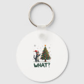 What Funny Cat Pushing Christmas Tree Over Cat Xma Schlüsselanhänger (Vorderseite)