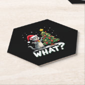 What Funny Cat Pushing Christmas Tree Over Cat Xma Untersetzer (angewinkelt)