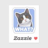 WHAT? Funny Cat Sticker – Cute Confused Cat Meme (Blatt)