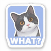 WHAT? Funny Cat Sticker – Cute Confused Cat Meme (Vorderseite)