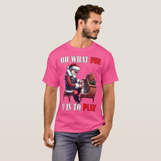 What Funny It Is To Play Christmas Santa Playing P T-Shirt (Vorne ganz)