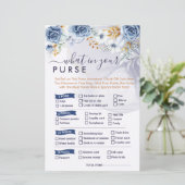 What in Your Purse Blue Floral Bridal Shower Games (Stehend Vorderseite)