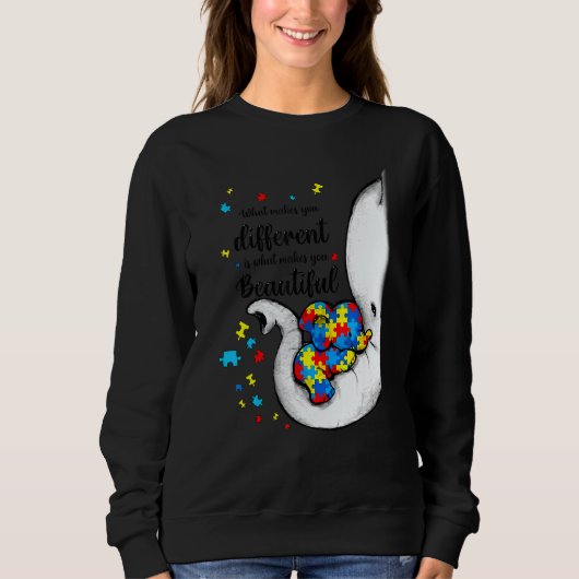 What Makes You Different Elephant Mom Autism Child Sweatshirt (Vorderseite)
