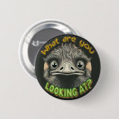 What Ostrich Funny Face Button (Vorne & Hinten)