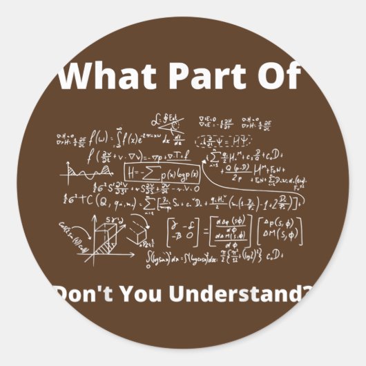 What Part Of Don't You Understand Funny Math Runder Aufkleber (Vorderseite)