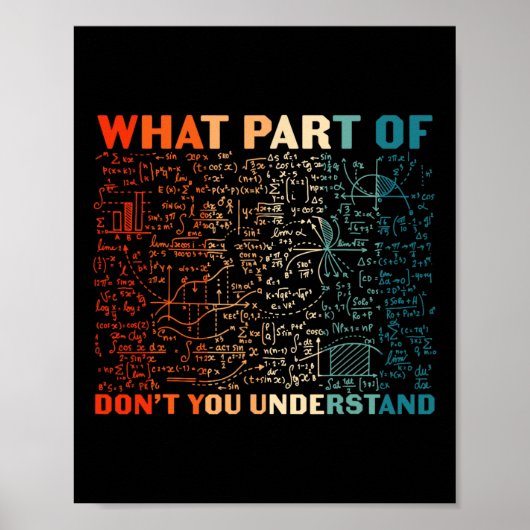 What Part Of Don't You Understand Funny Math Teach Poster (Vorne)