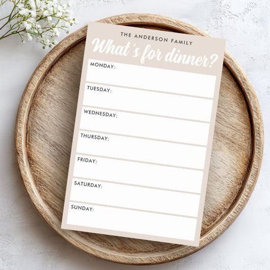 What 's for dinner light brown weekly planner post-it klebezettel