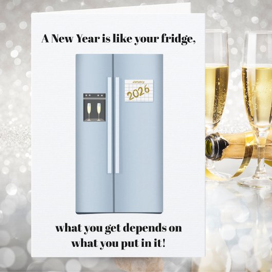 What’s in Your New Year Fridge? Happy New Years Karte