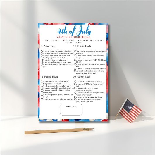 What’s in Your Phone? 4th of July Game Beads card Einladung