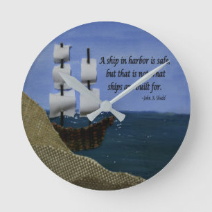 What Ships are Built For Fabric Collage Round Cloc Runde Wanduhr