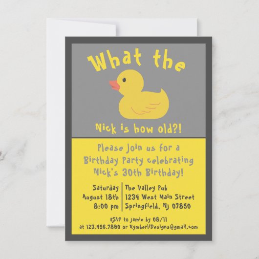 What the Duck Birthday Einladung (Vorderseite)