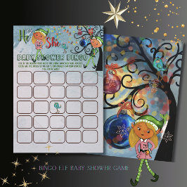 What the Elf winter Baby Shower Bingo Game Card Einladung