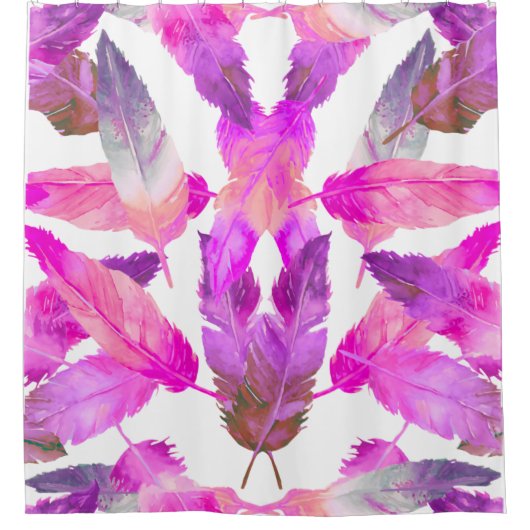 What the Flock! Flamingo Pink feathers Duschvorhang (Vorderseite)