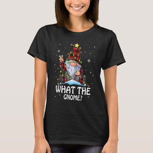 What The Gnome Buffalo Plaid Matching Christmas Tr T-Shirt (Vorderseite)