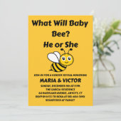 What Will Baby Bee Gender Reveal Einladung (Stehend Vorderseite)