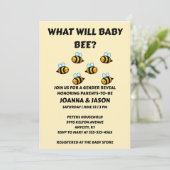 What Will Baby Bee gender reveal party Einladung (Stehend Vorderseite)