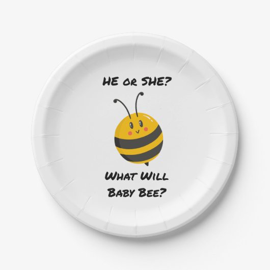 What Will Baby Bee gender reveal party Pappteller (Vorderseite)