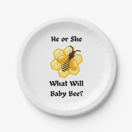 What Will Baby Bee gender reveal party  Pappteller (Vorderseite)
