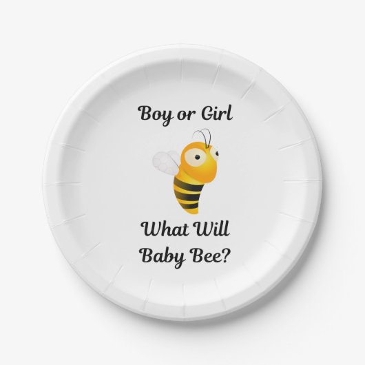 What Will Baby Bee gender reveal party Pappteller (Vorderseite)