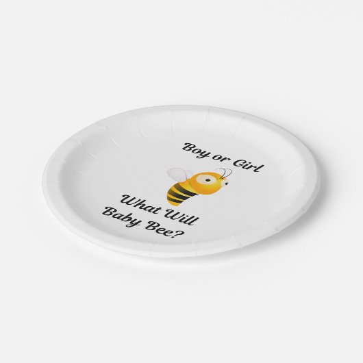 What Will Baby Bee gender reveal party Pappteller (Schrägansicht)