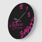 Whatever Clock - Hot Pink and Black Wall Clock Große Wanduhr (Winkel)
