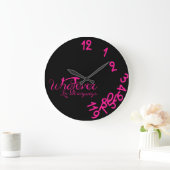 Whatever Clock - Hot Pink and Black Wall Clock Große Wanduhr (Zuhause)