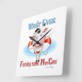Whatever Floats Your Moo Cow Quadratische Wanduhr (Winkel)
