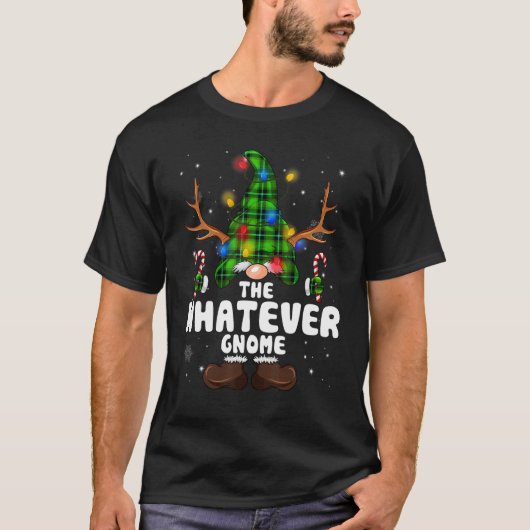 Whatever Gnome Reindeer Christmas Lights Pajama Fa T-Shirt (Vorderseite)