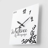 Whatever, I'm Late Anyways Clock - Black / White Quadratische Wanduhr (Winkel)